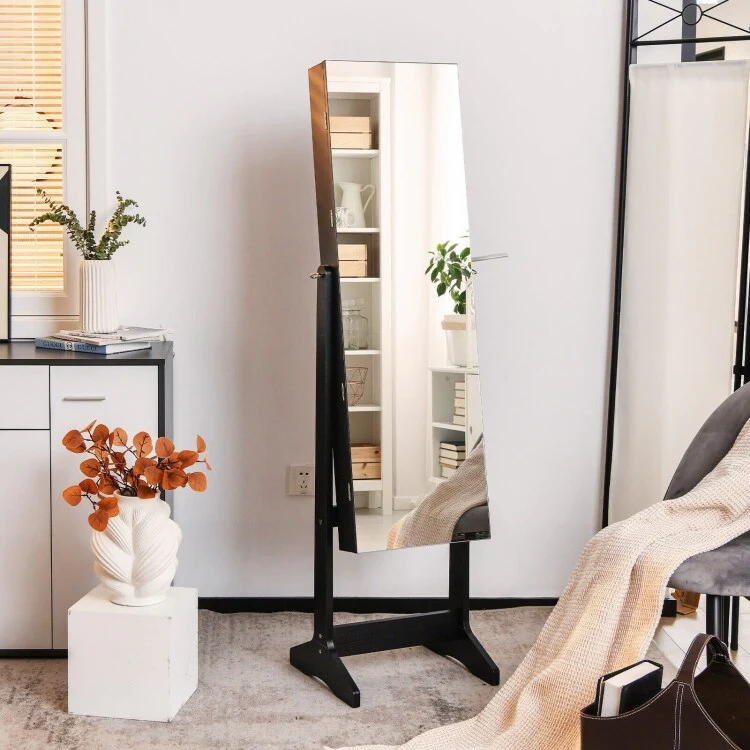 Full Length Mirror Jewelry Organizer with Adjustable LED Lighting - 16 x 14.5 x 61.5 (L x W x H)