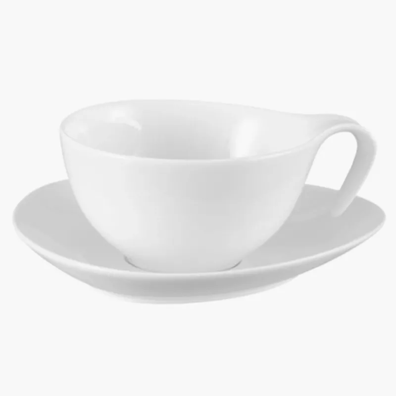 Filiżanka ze spodkiem DUKA TIME 350 ml biała porcelana