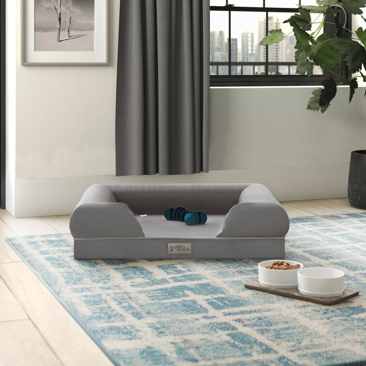 Isaacs Ultimate Dog Bed & Lounge with Orthopedic Memory Foam Bolster