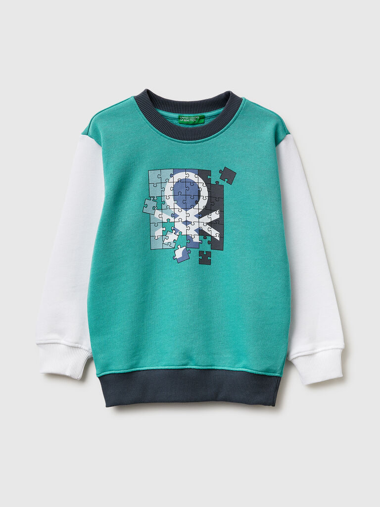 Organic cotton sweatshirt with logo print