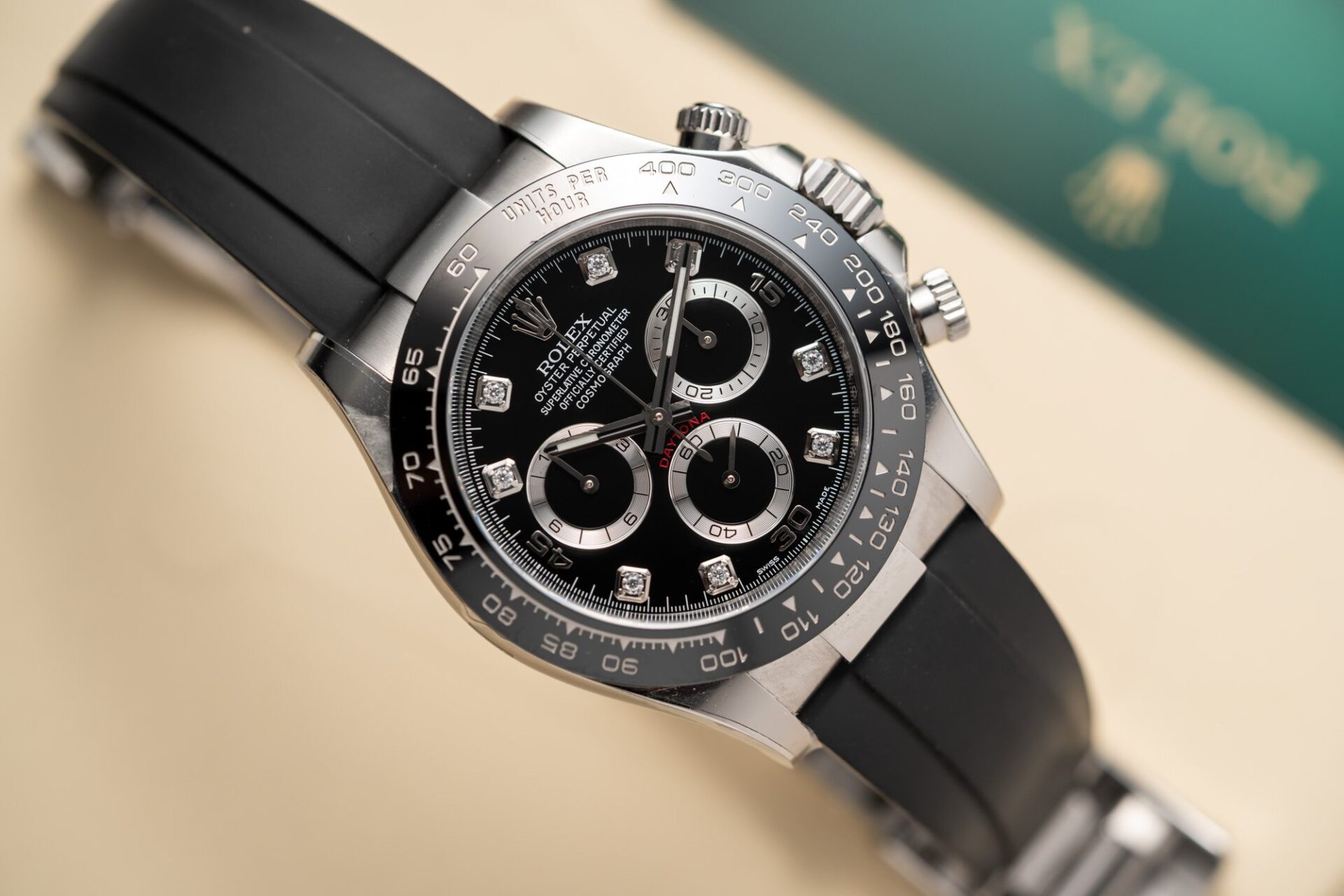 Rolex Daytona 116519LN 904L Steel Black Dial CZ Diamonds 40mm Oysterflex Super Clone