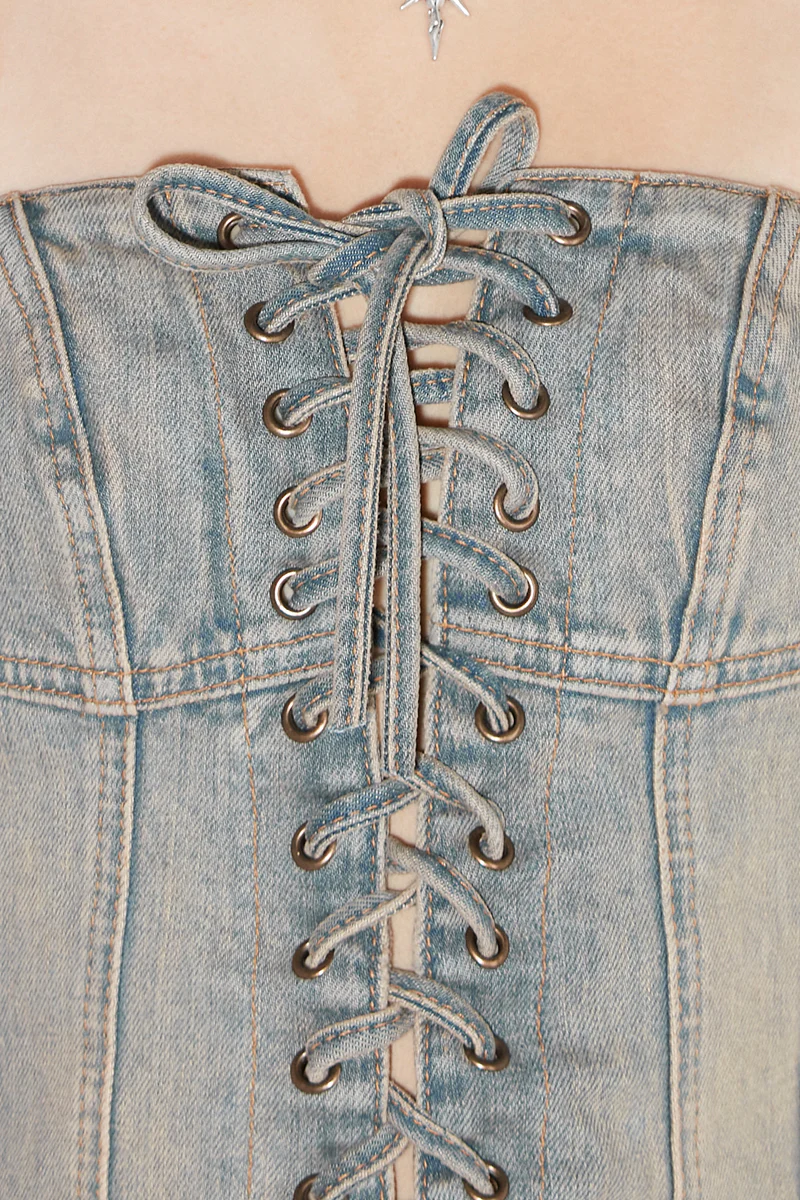 Sunset Wash Lara Laced Denim Corset