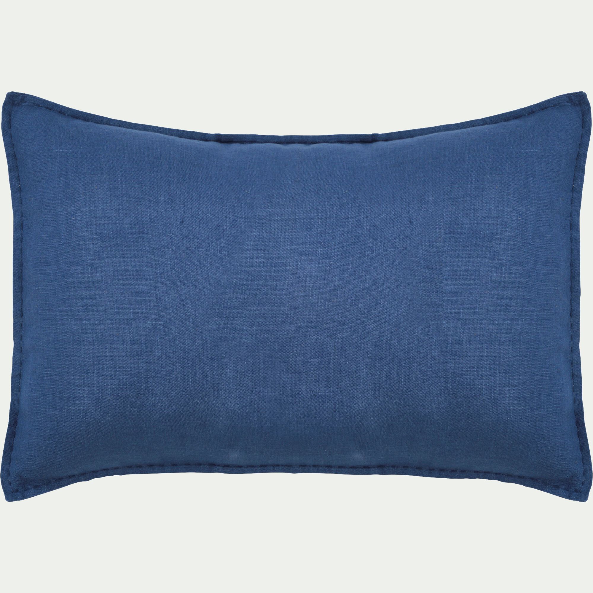 VINON - Coussin en lin lavé finition surpiqure 40x60cm - bleu
