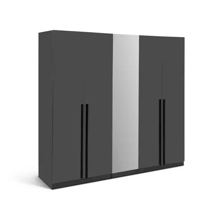 Habitat Munich 5 Door Mirror Wardrobe - Anthracite