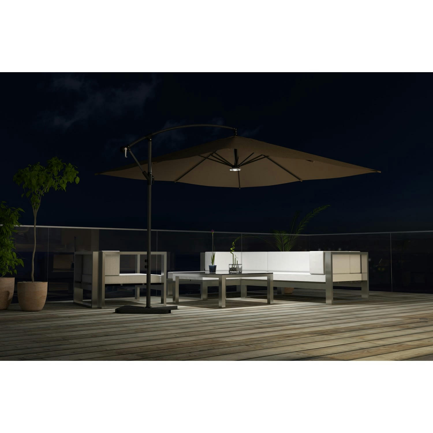 SOLENZARA - Parasol déporté LED 3 x 3 m chocolat