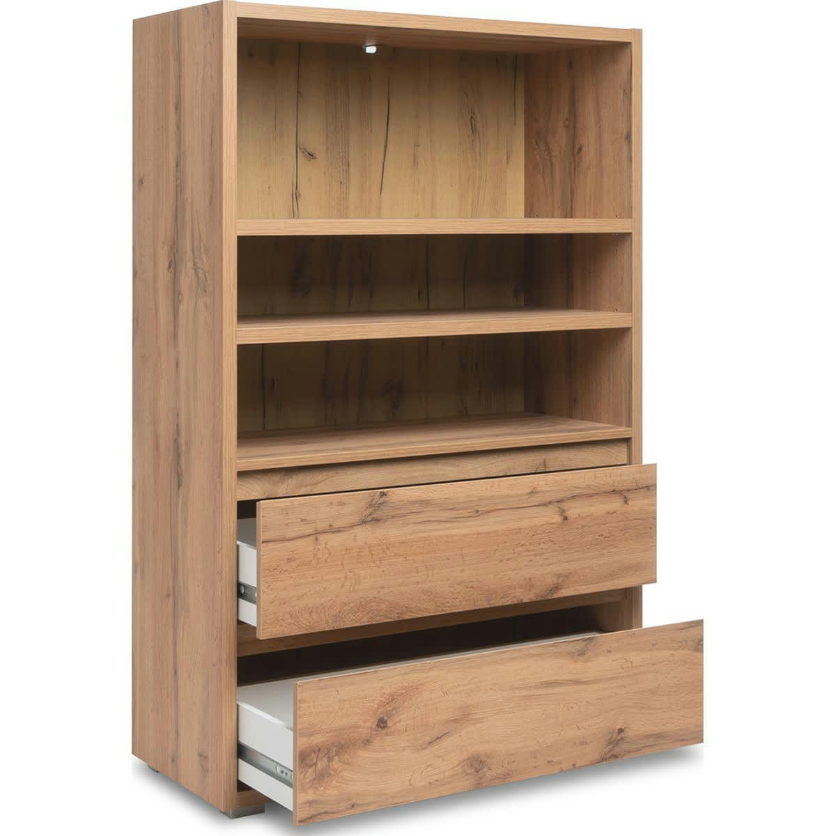 MEDEA - Bibliothèque 2 tiroirs effet chêne 85 cm