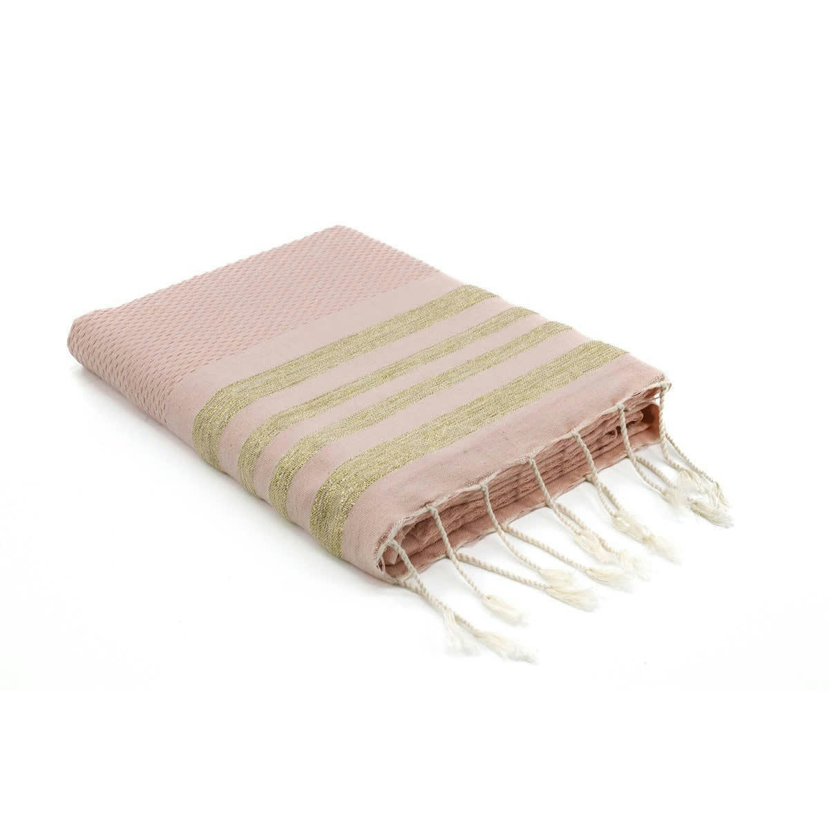 HAMPTONS - Fouta lurex coton  100x200 rose pâle