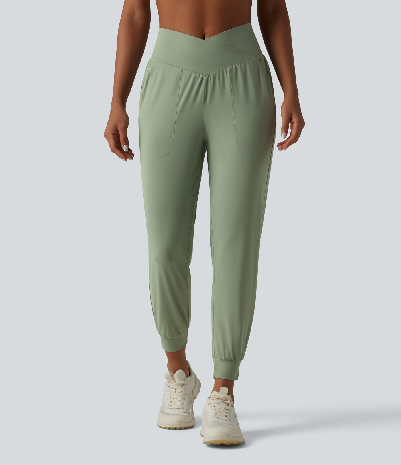 Jogging de yoga SoftlyZero™ taille haute, coupe fuselée et croisée, avec poches - Protection solaire UPF50