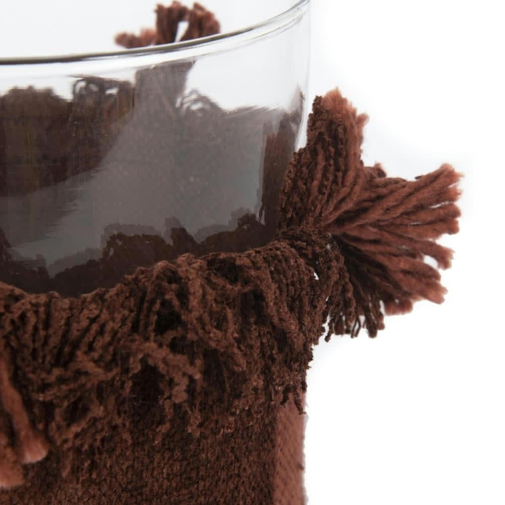 OH MY GEE - Bougeoir en verre et velours bordeaux 15x15