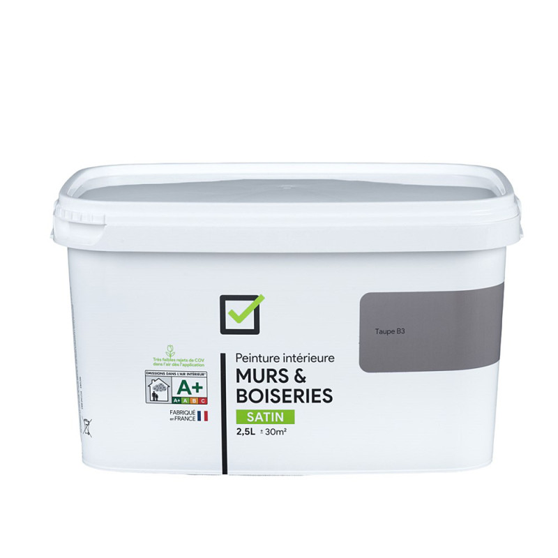 Peinture pour murs et boiseries taupe B3 satiné 2,5 L