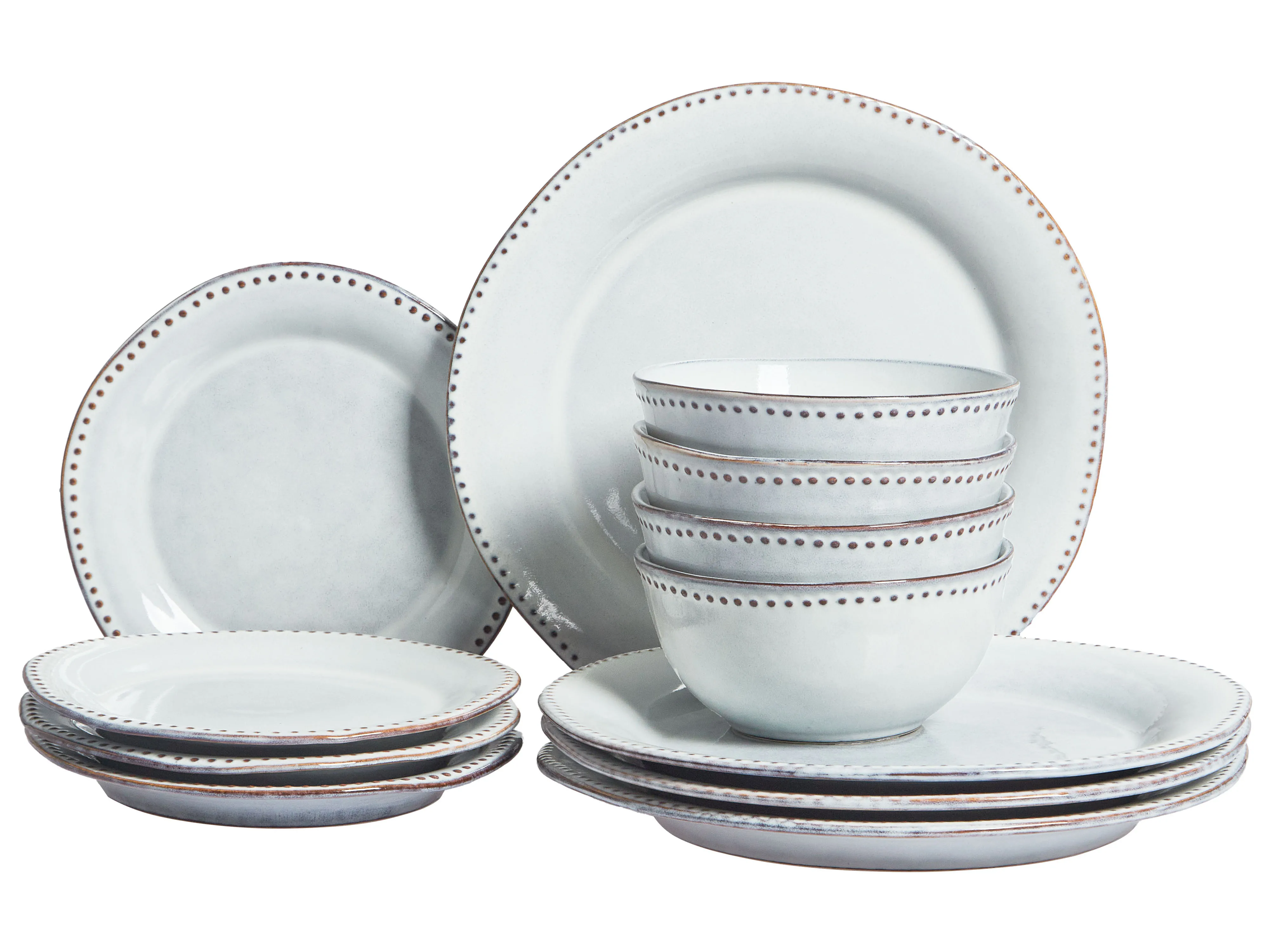 Set of 24 Dinnerware CHERVIL Stoneware Light Blue
