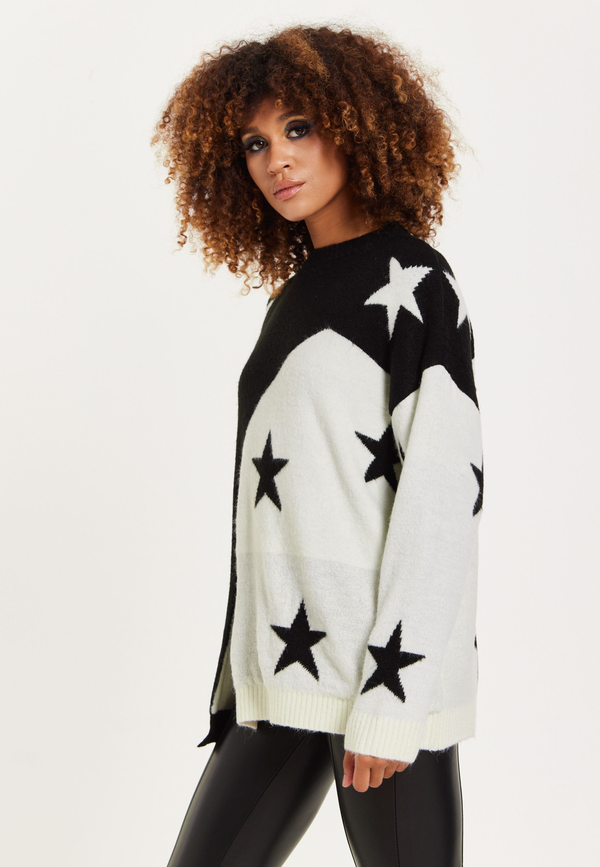 House of Holland Monochrome Slit Detail Star Jumper