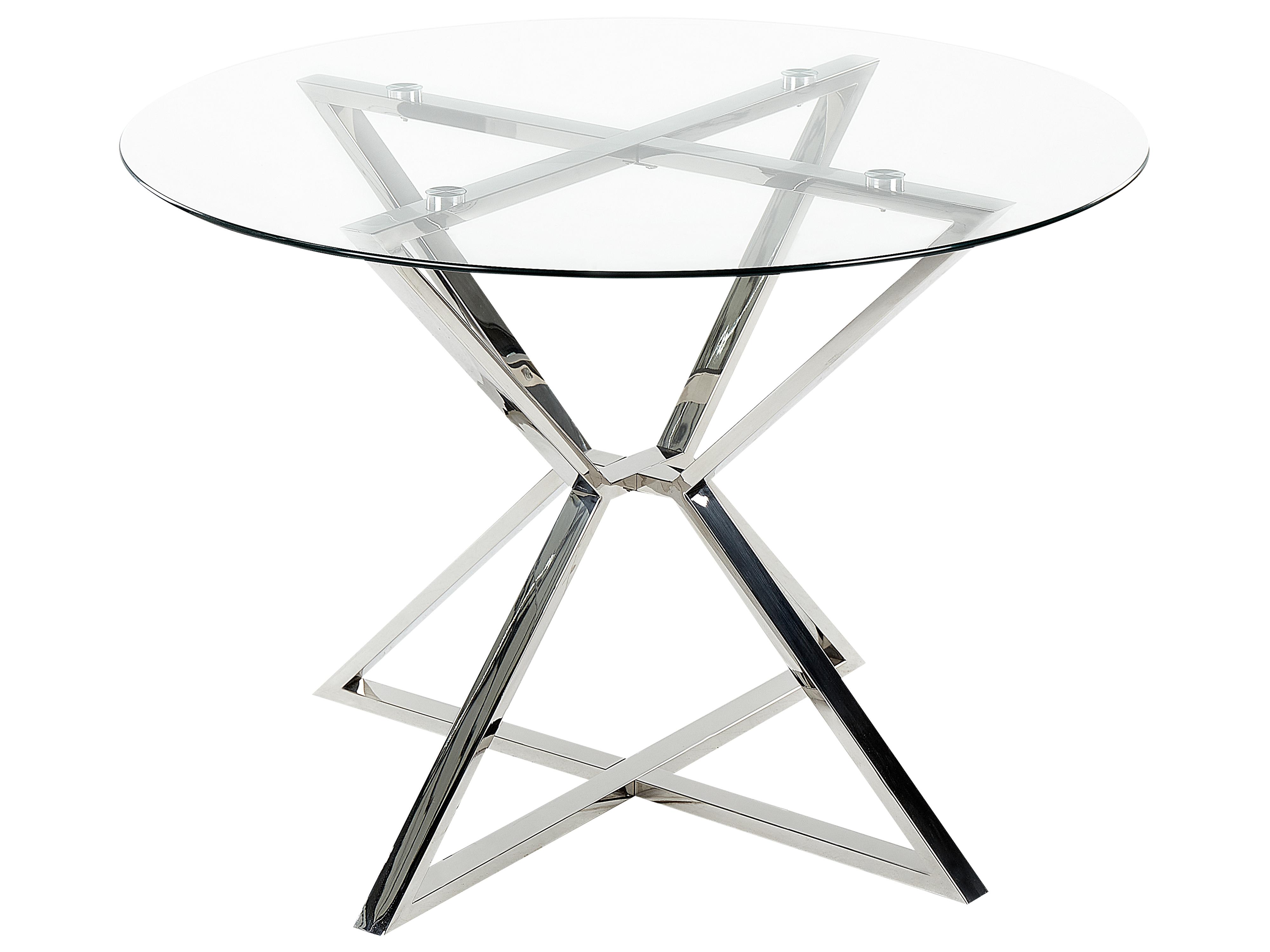 Dining Table BOSCO Silver 105 cm 105 cm Tempered Glass