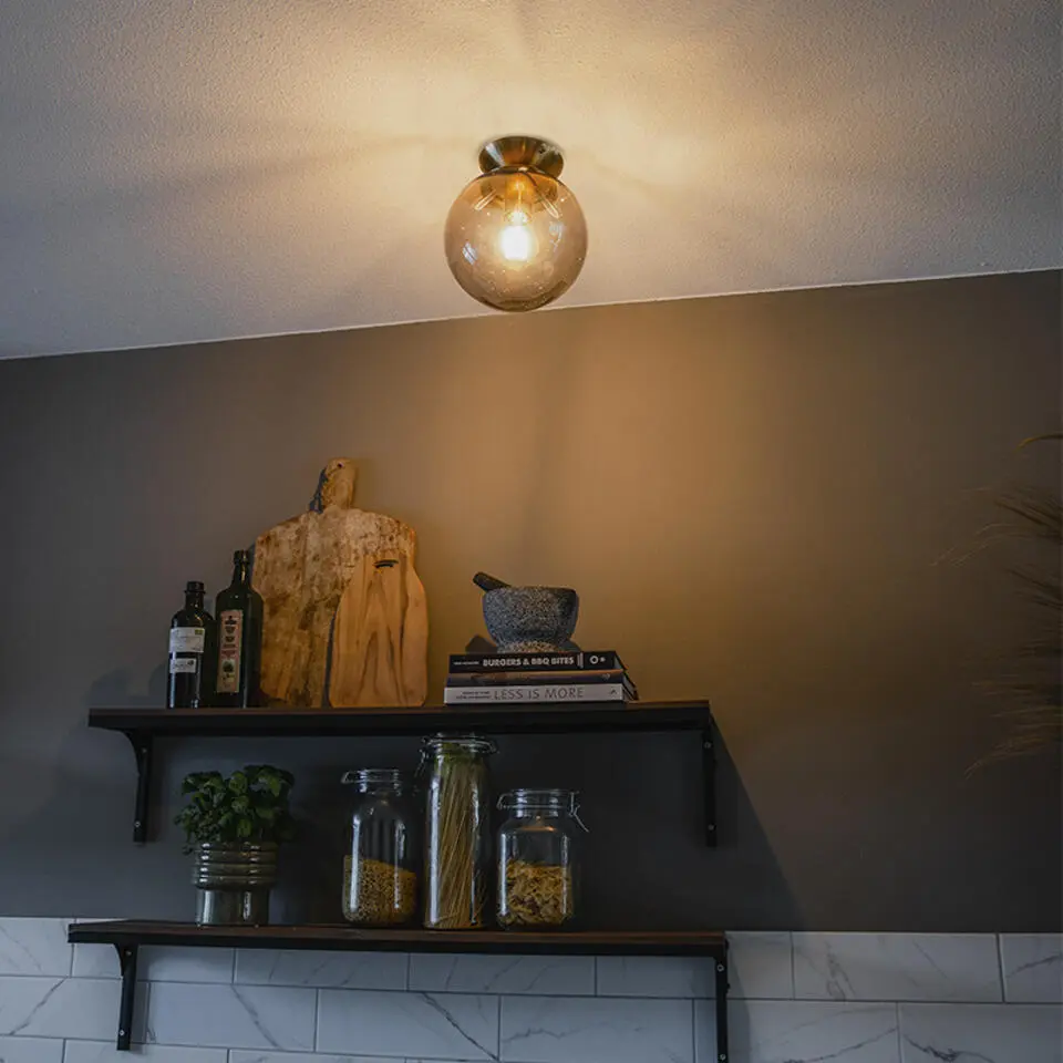 Qazqa plafondlamp pallon goudkleurig e27