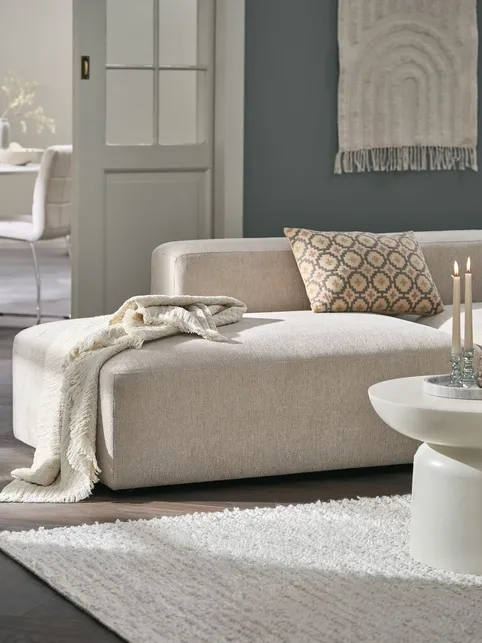 Modulsofa SKEJBY 2-pers. chaiselong/open-end beige stof