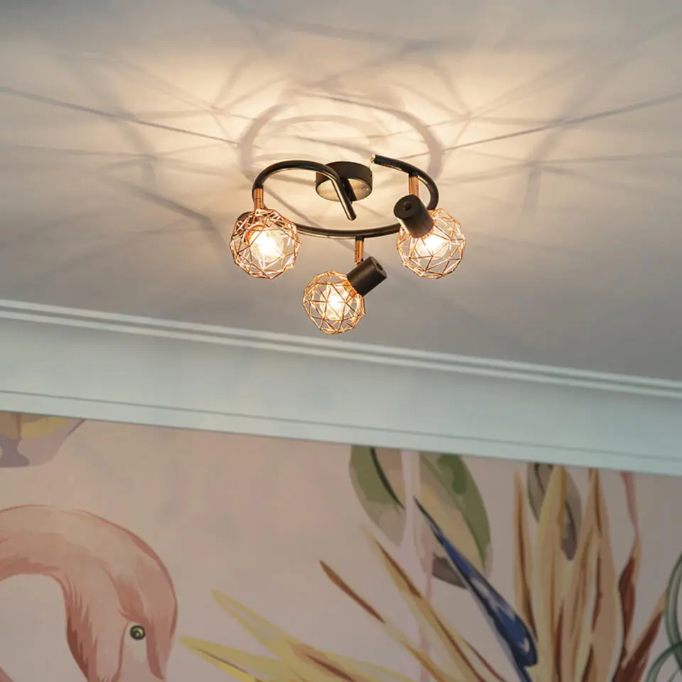 Qazqa richtbare spot mesh koperkleurig e14