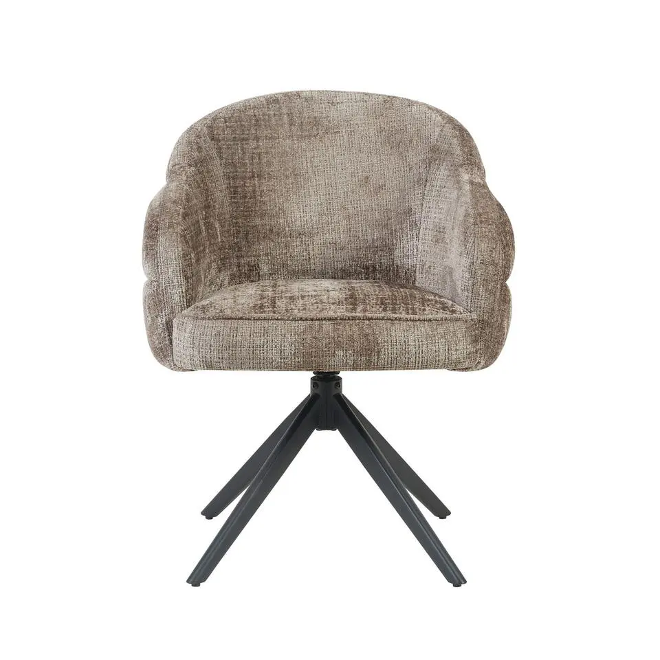 Eetkamerstoel Taupe/Zwart - Draaibaar - Bella - Set van 2