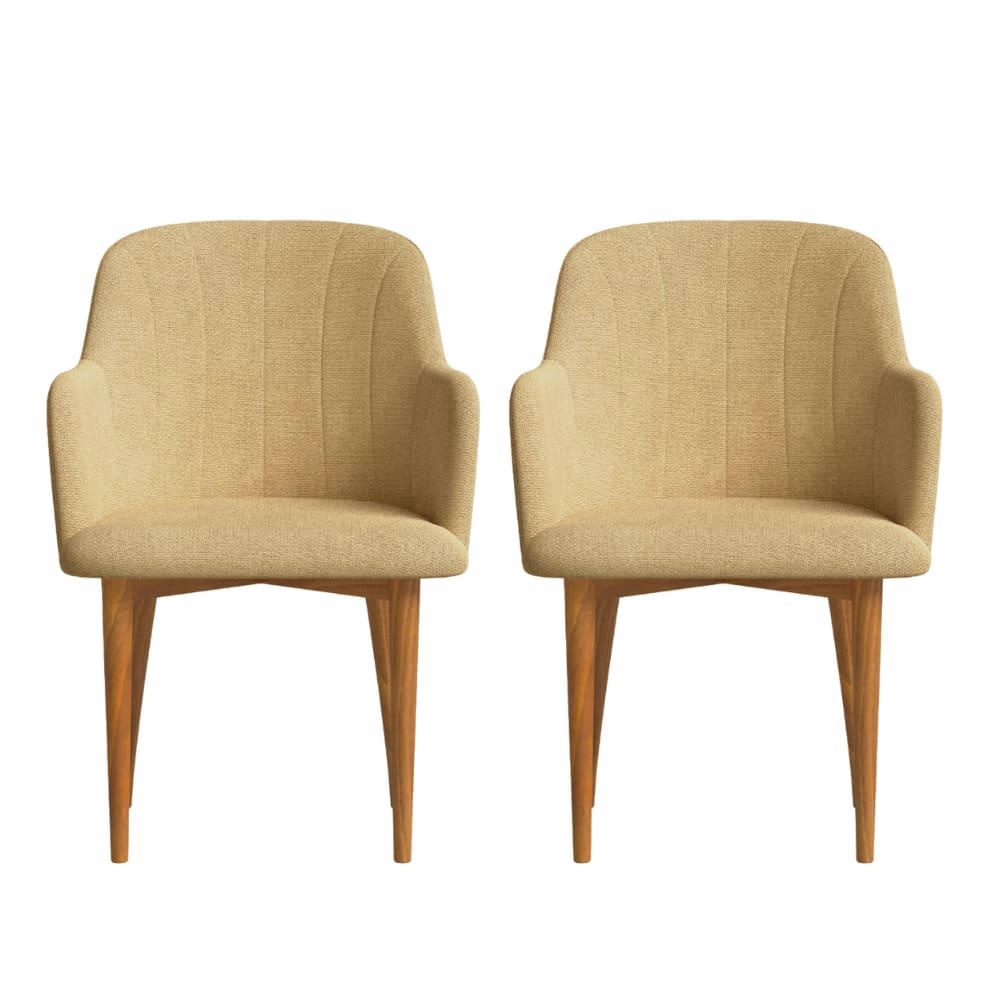 NIES - 2 Chaises avec tissu recyclé fabriqué à la main en couleur moutarde
