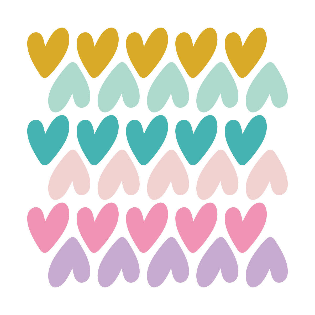 RAINBOWS3 - Stickers mureaux en vinyle petits coeurs rose et lilas