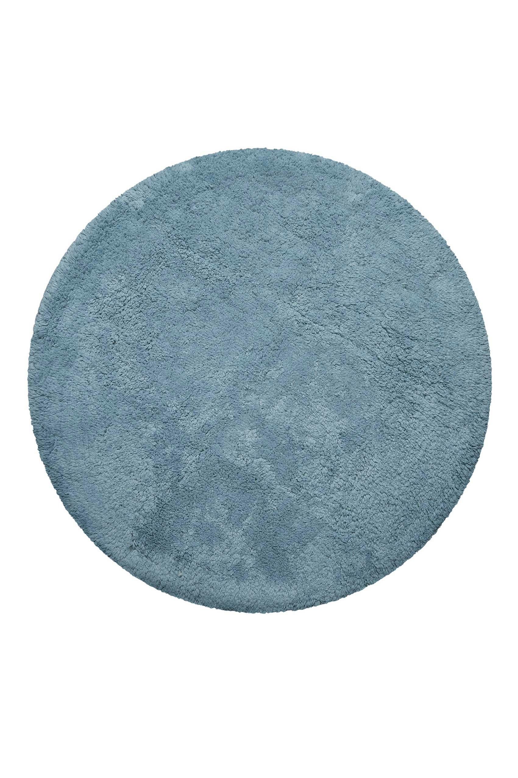 OLE - Tapis de bain rond doux bleu coton 90 rd.
