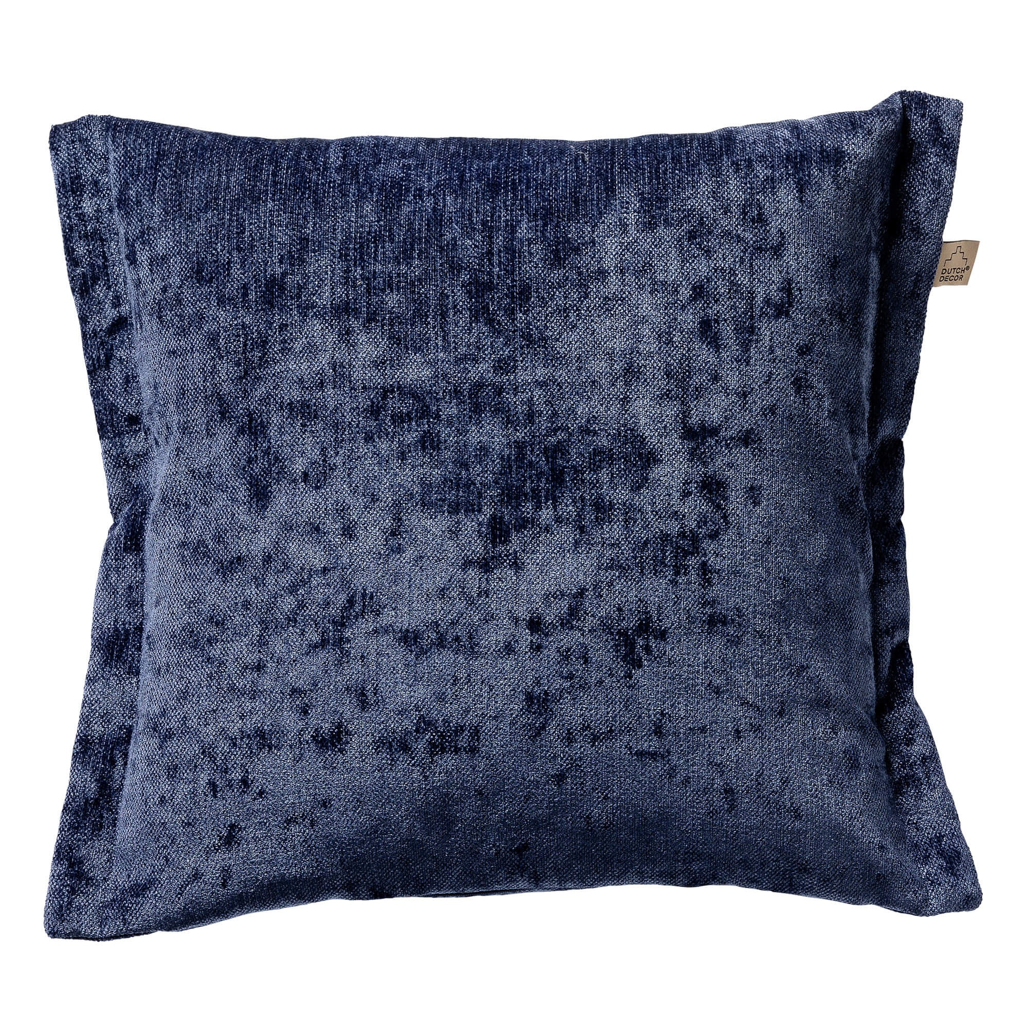 LEWIS - Kussenhoes 45x45 cm - fluweel - met sierrand - Insignia Blue - donkerblauw