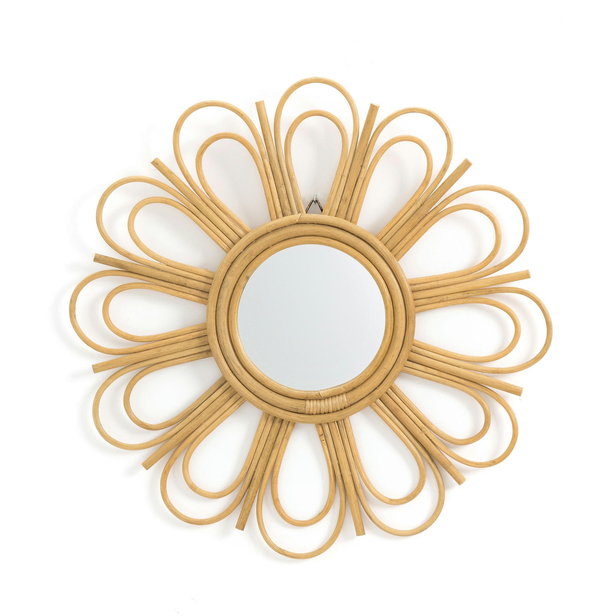 Miroir rotin forme marguerite Ø60 cm, Nogu
