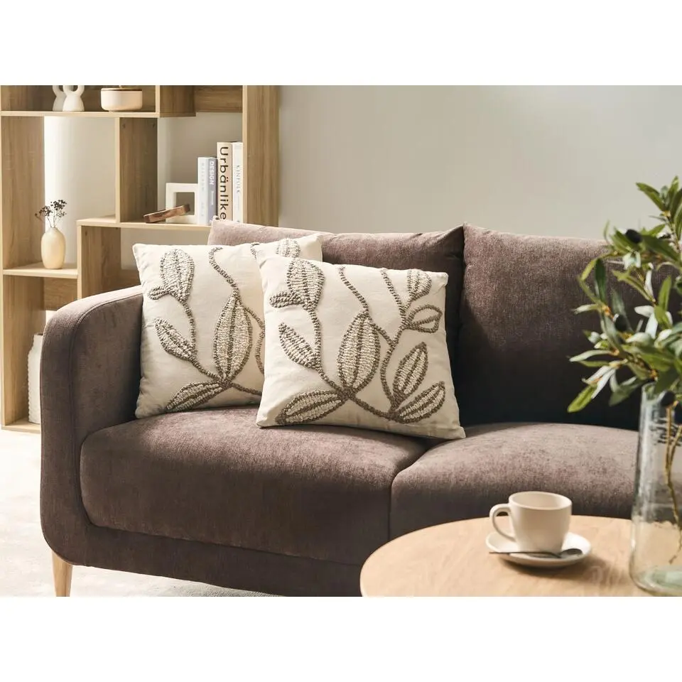 SAVINA - Sierkussen set van 2 - Wit/Beige - Katoen