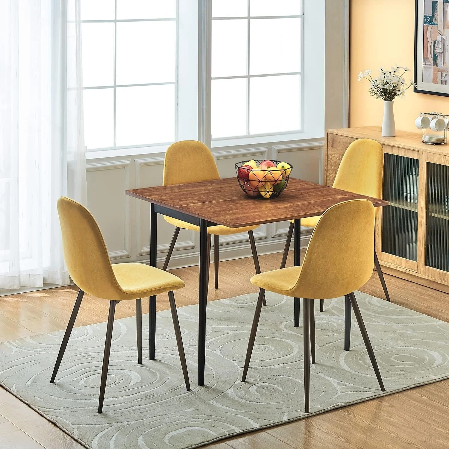 HomyLin Dining Chair Set of 4 Upholstered Fabric Low Back Armless