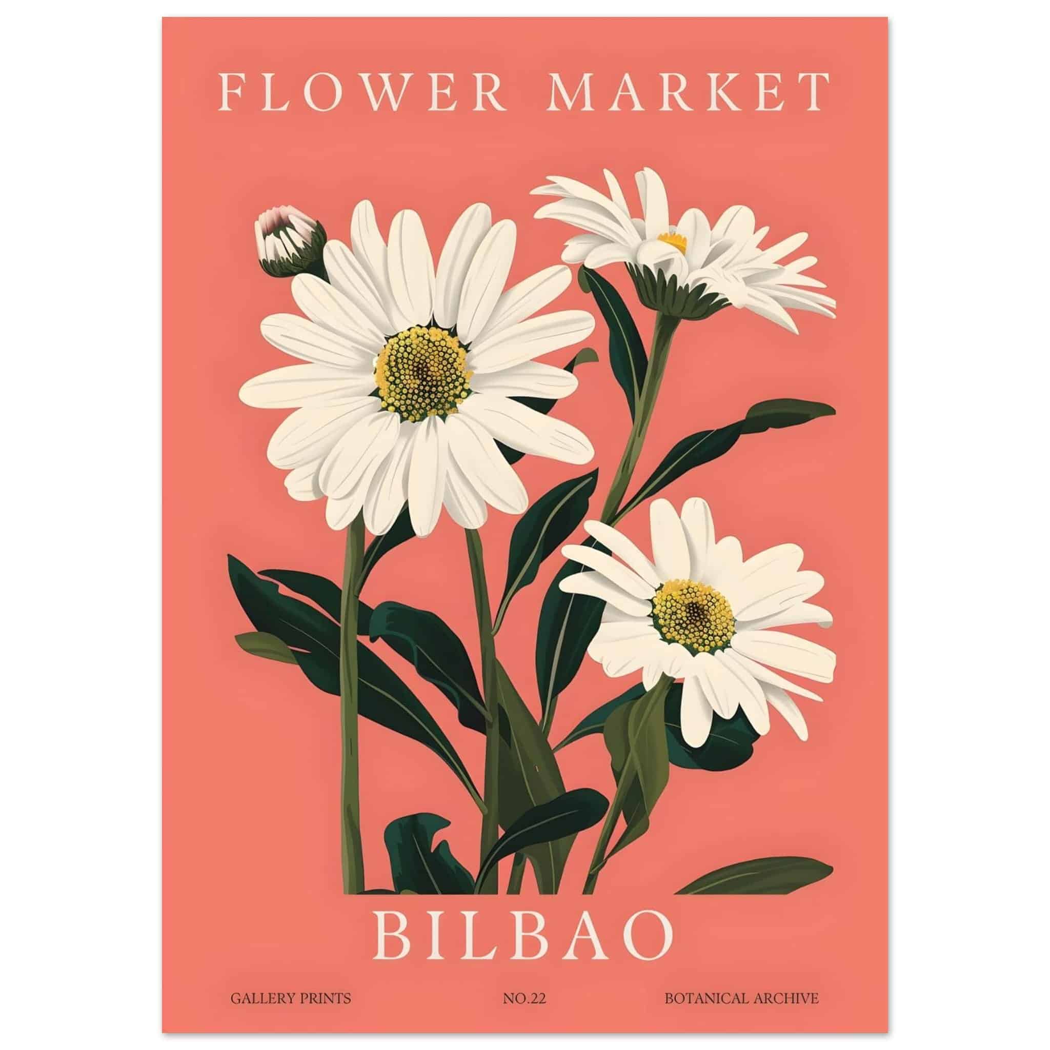 Artfulprints Poster Flower market - Bilbao  - 50x70 cm - Roze