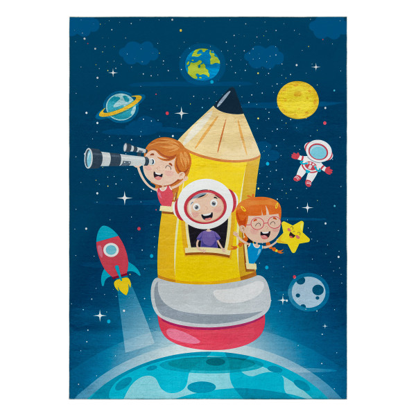 Dywan do prania BAMBINO 42810 Rakieta, planety dla dzieci, 80x150 cm
