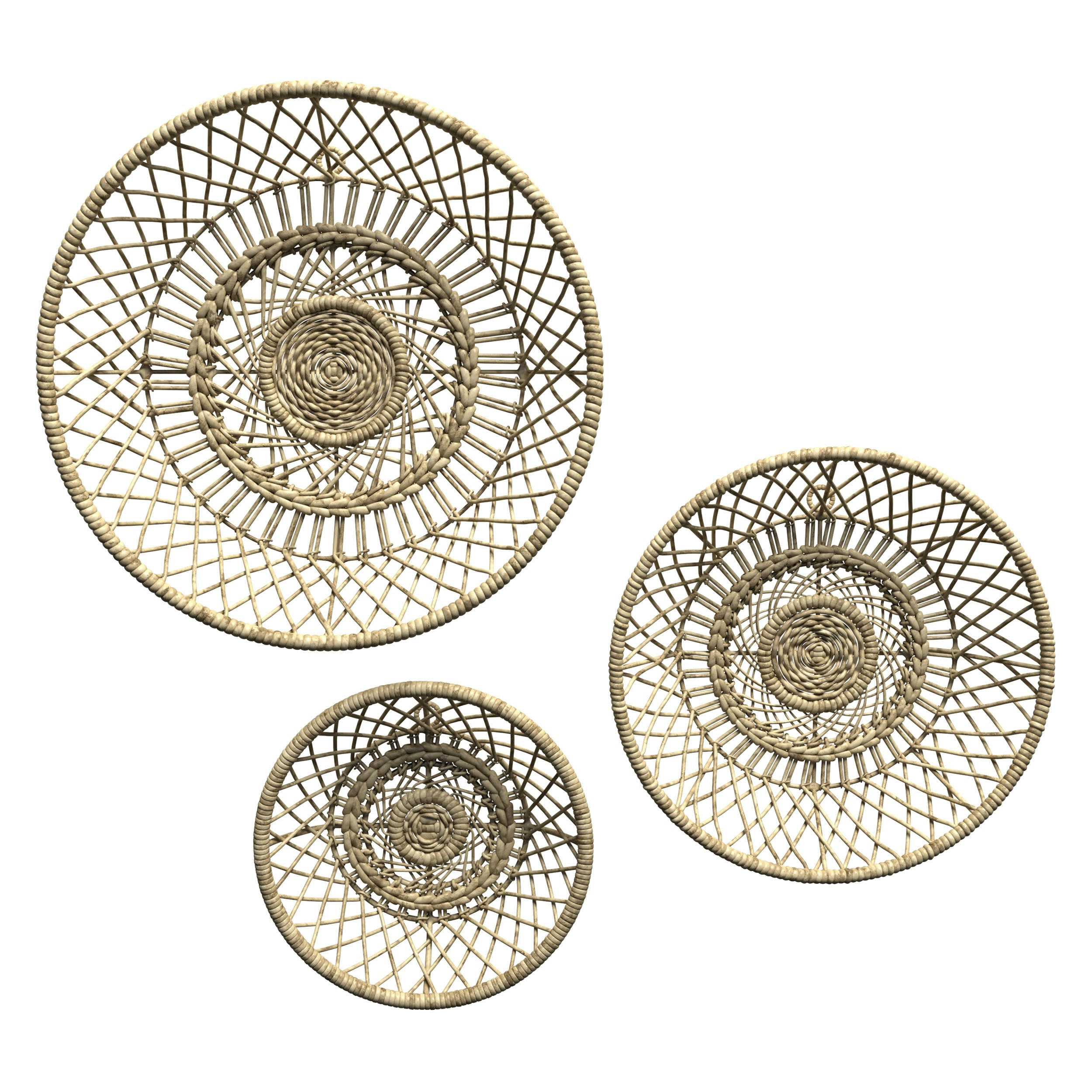 CLEYA - Décoration murale panier en fibre de bananier (lot de 3)