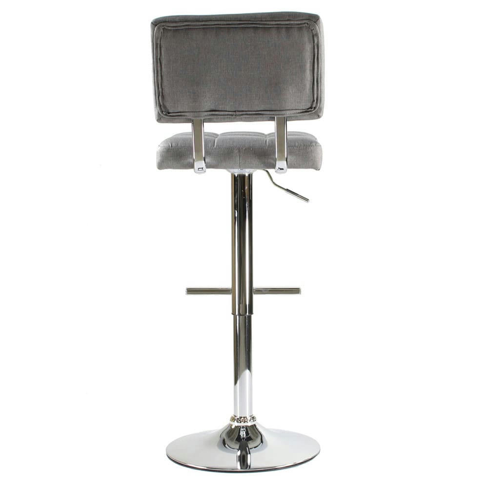 PORTLAND - Tabourets Tissu Gris  pied Chrome (x2)