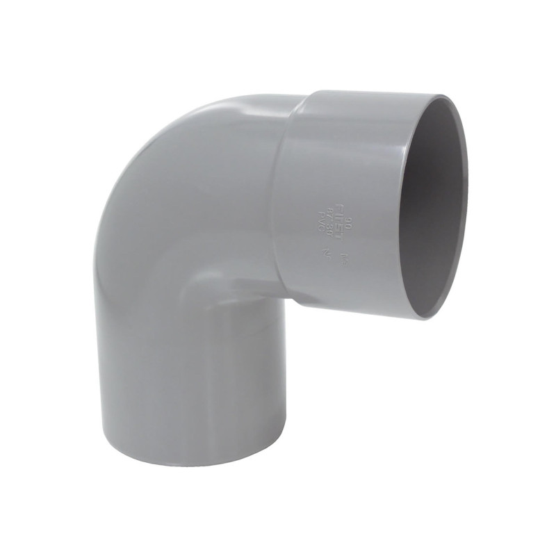 Coude en PVC pour sanitaire gris M/F 87° Ø 90 mm