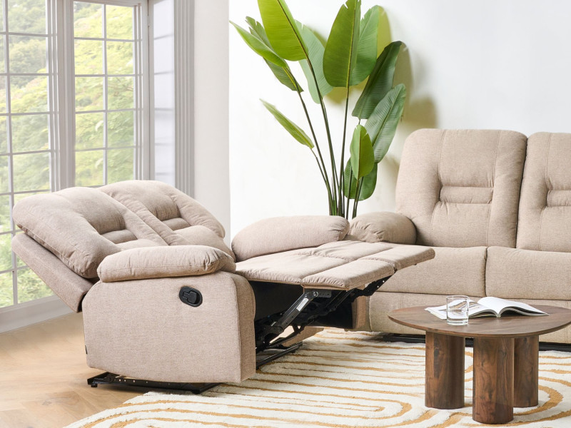 Sofa z manualną funkcją relaksu BERGENBeżowy dla 2 osób