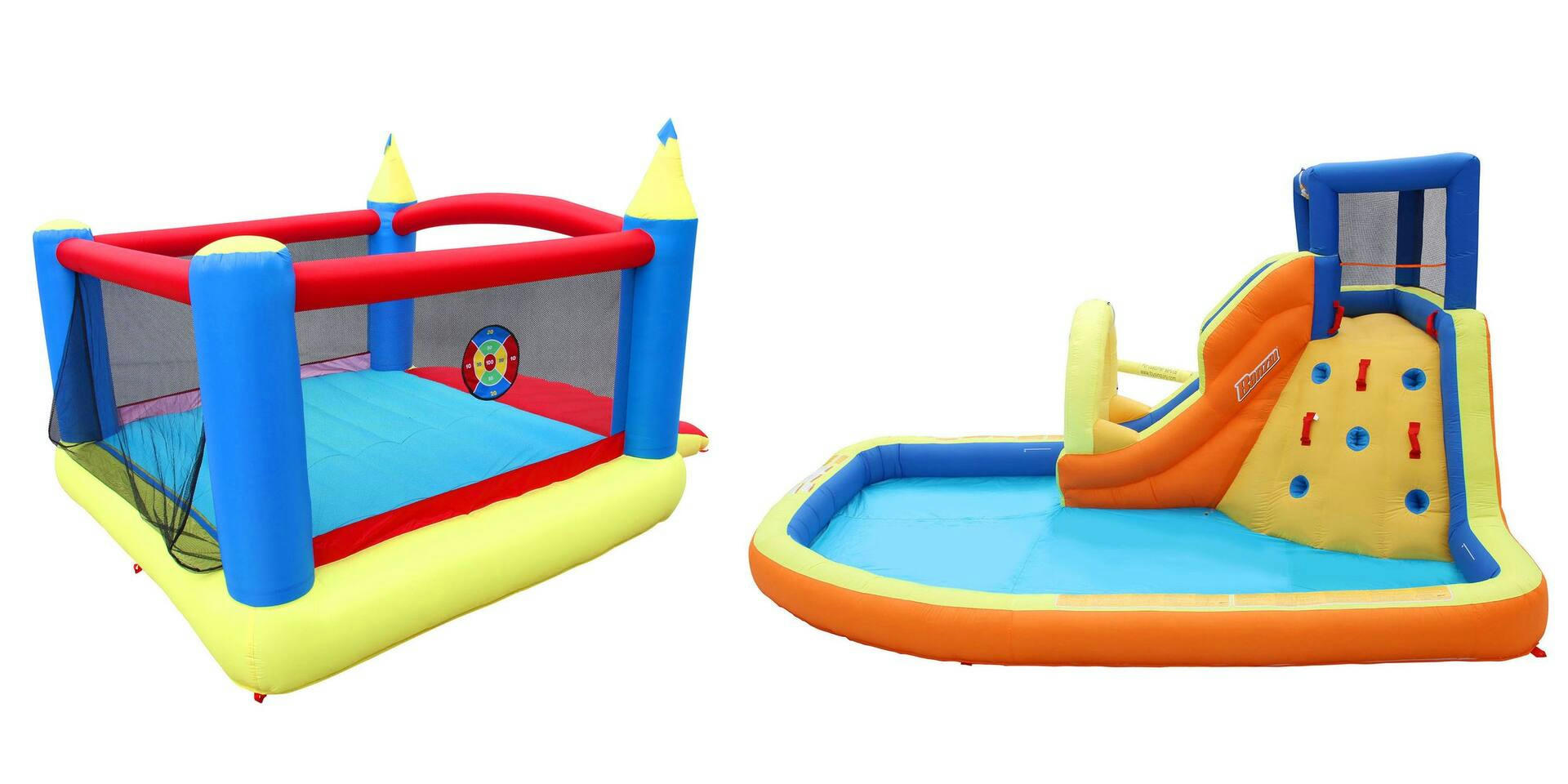 BANZAI Double Fun Outdoor Inflatable 2-in-1 Water Park & Bounce House Combo, Kids Ages 5+