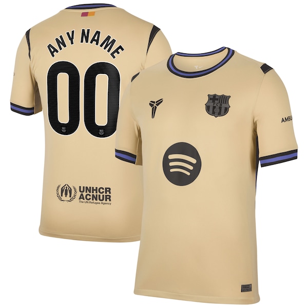 Barcelona Nike 2025/26 Away Stadium Replica Custom Jersey - Gold/Navy