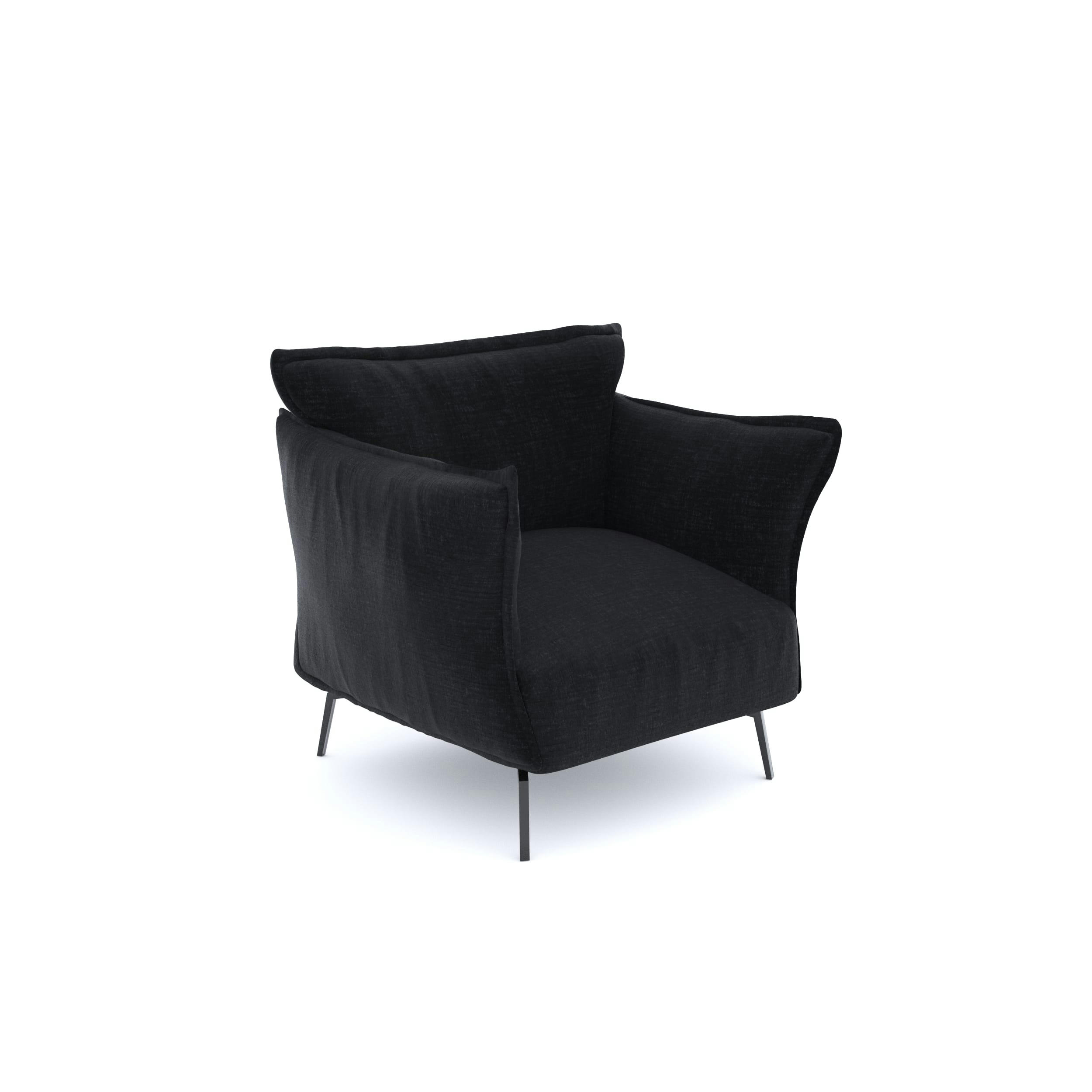 LENNY - Fauteuil velours texturé anthracite