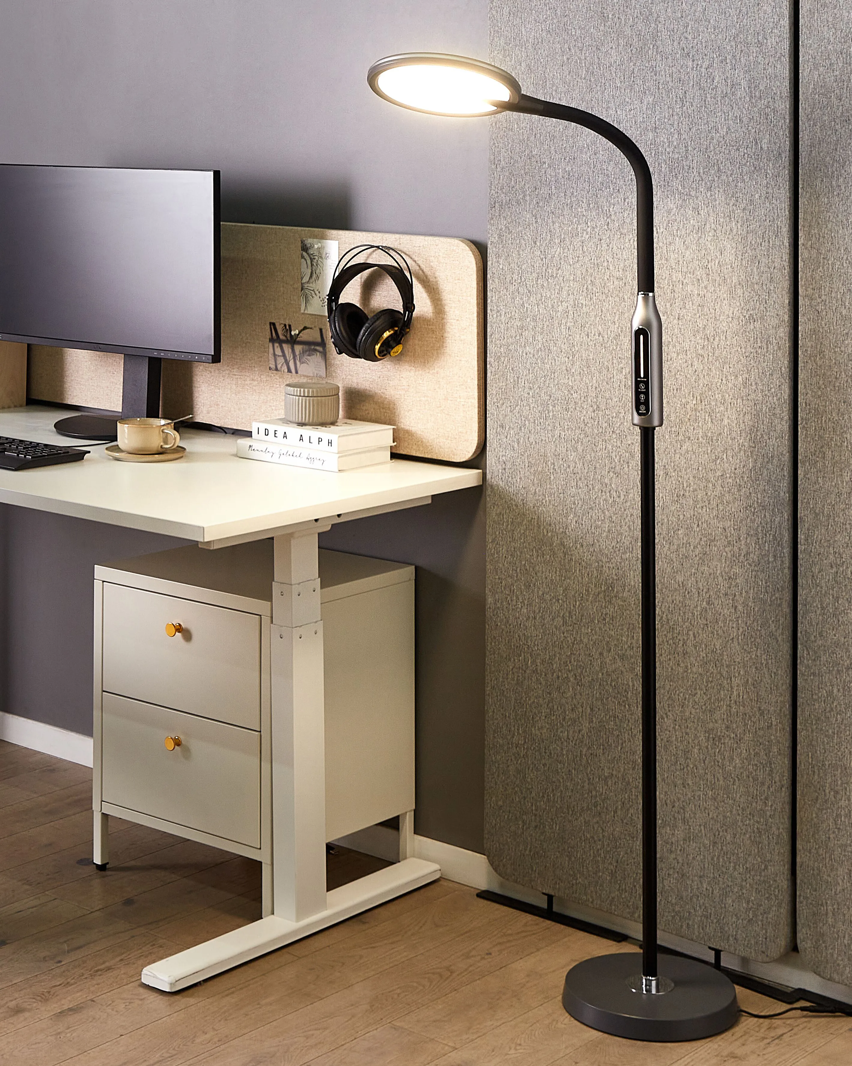 LED Floor Lamp CASSIOPEIA with Dimmer Metal Black