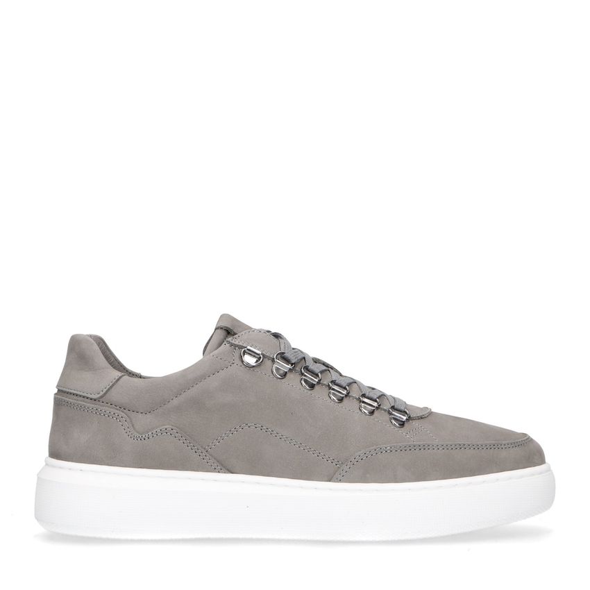 Manfield Grijze nubuck sneakers