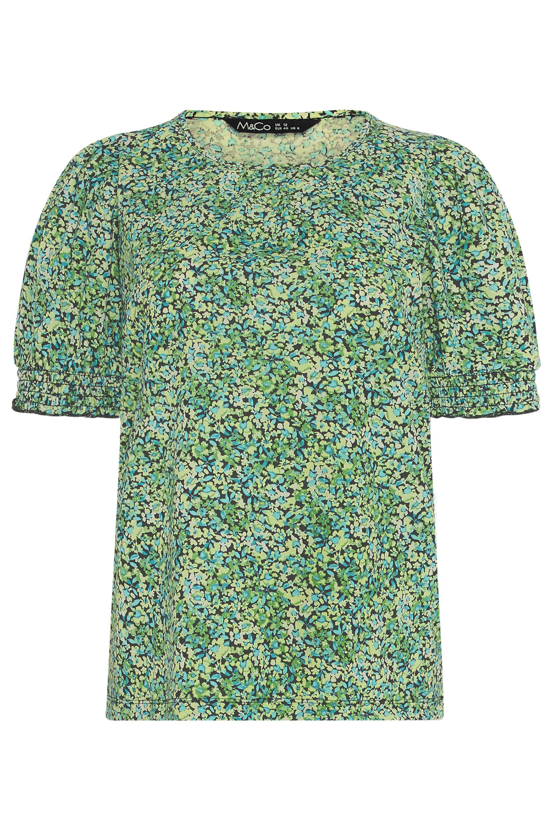 M&Co Ditsy Floral Puff Sleeve Top