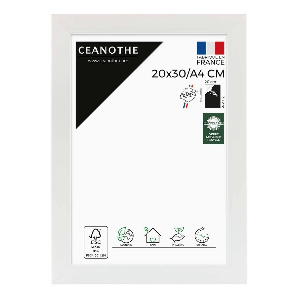 ETERNEL - Cadre photo design blanc 20x30/A4 cm bois reconstitué fsc