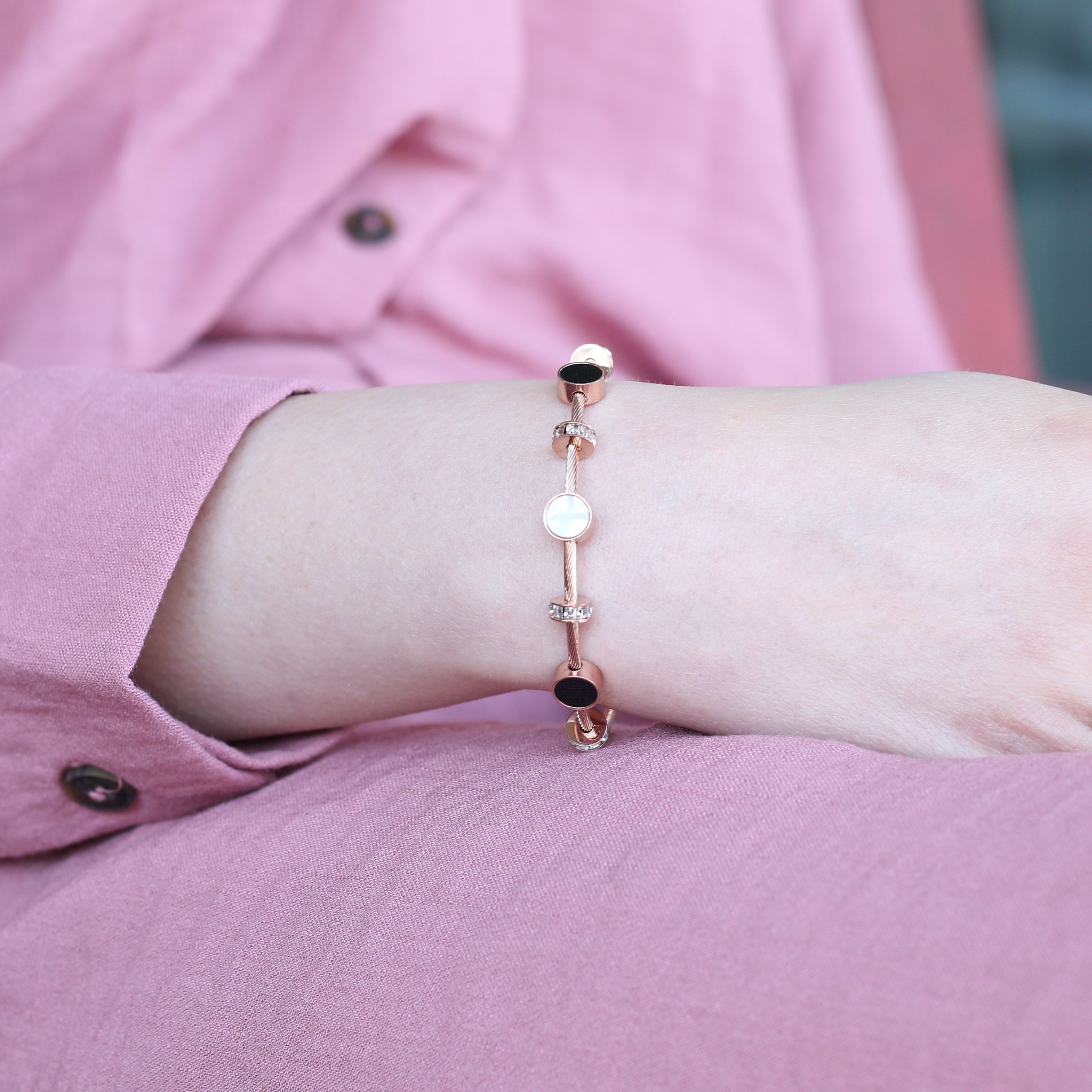 The Colourful Aura Roman Dual Colour Roman Charm Bracelet Bangle