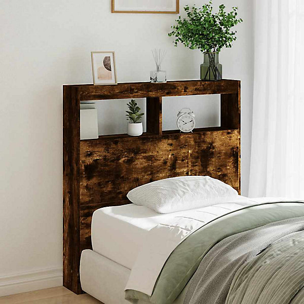 Armoire tête de lit avec LED chêne fumé 100x17x102 cm vidaXL