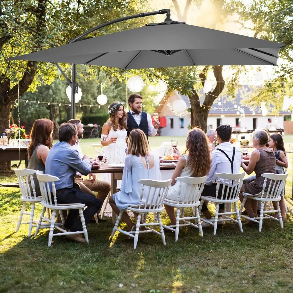 tectake Parasol Apollon met slinger 2,5 x 2,5 m, Lichtgrijs