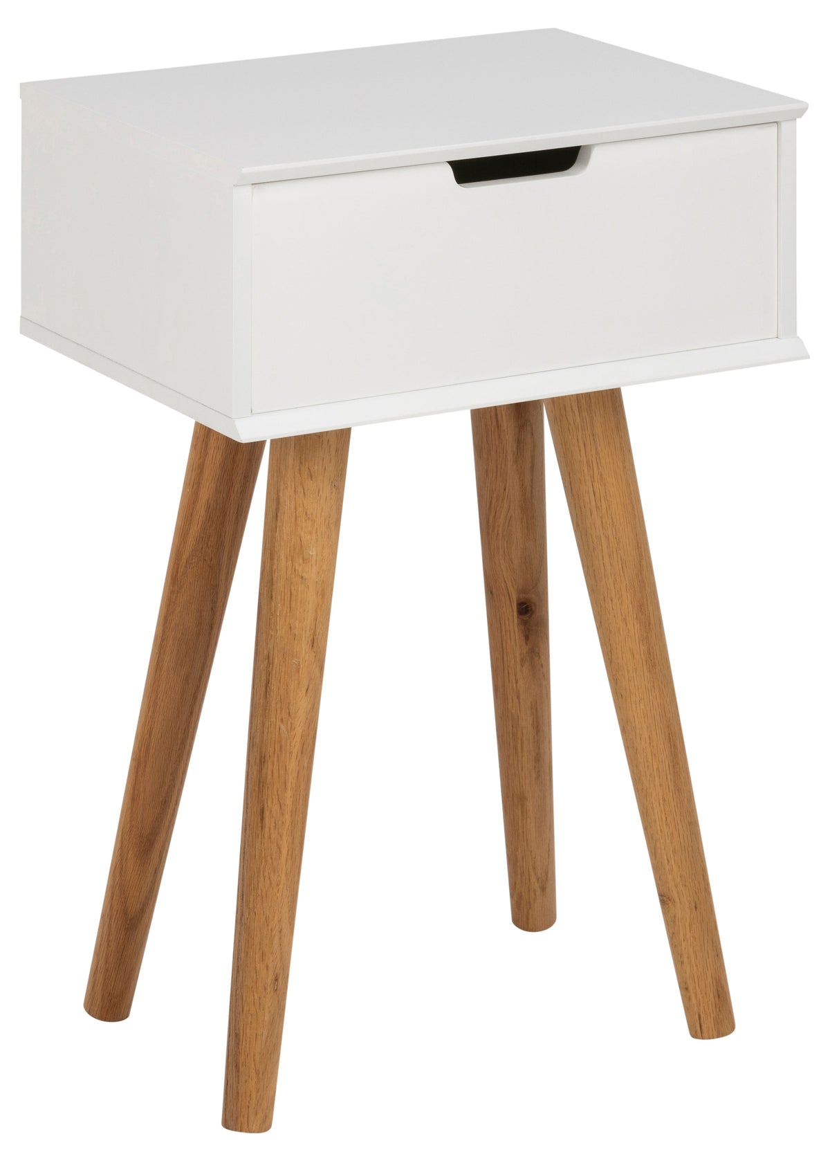 BRAM Nachtkastje Elmira - 40 x 30 cm - Wit Met Eiken Poten