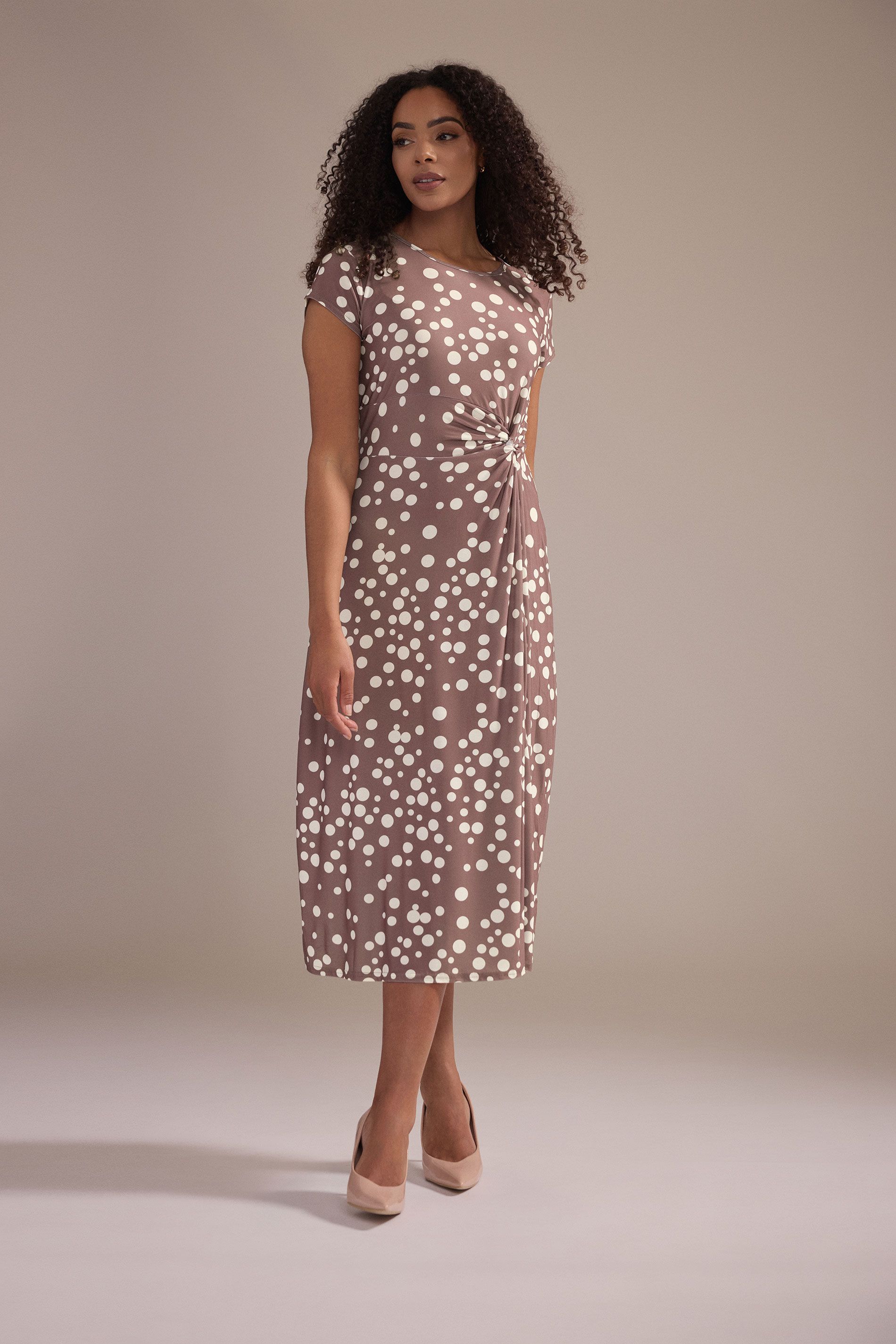 M&Co Polka Dot Side Twist Midi Dress