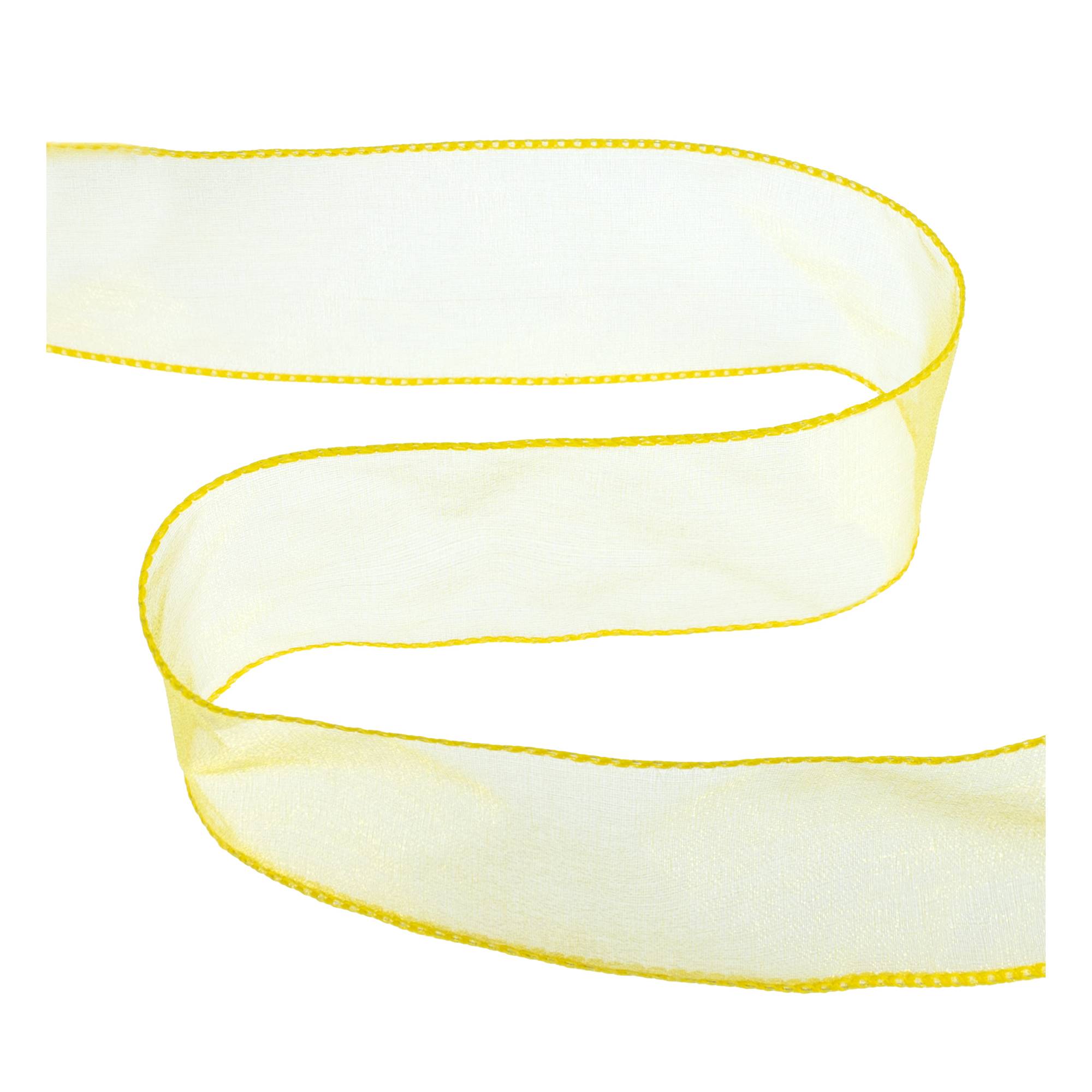 Yellow Wire Edge Organza Ribbon 63mm x 3m