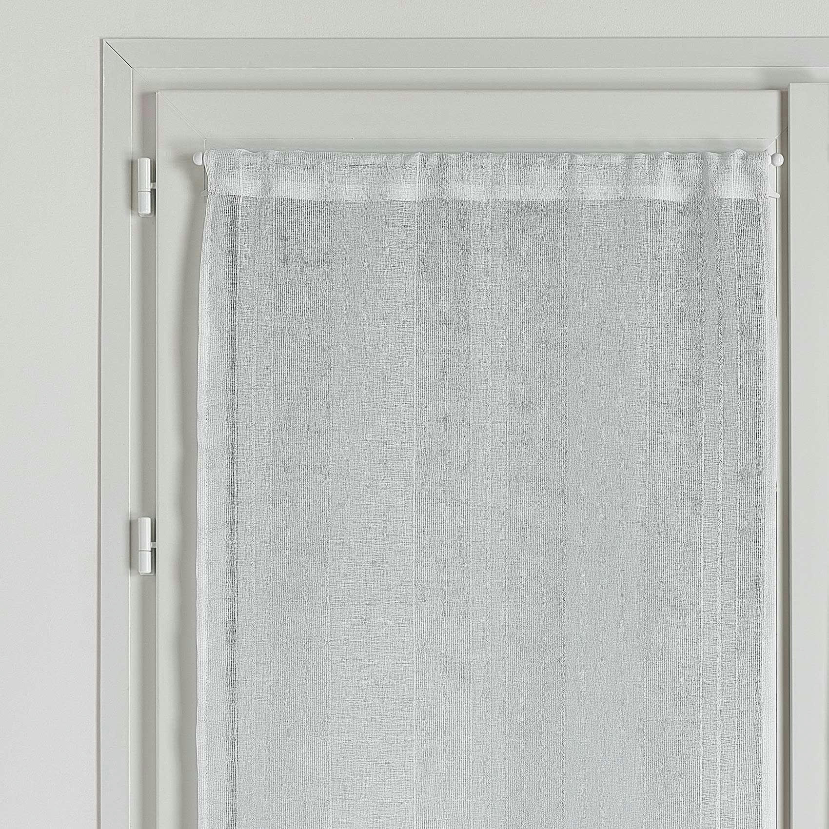 - Paire de vitrages unis à rayures fantaisie polyester blanc 45x120cm