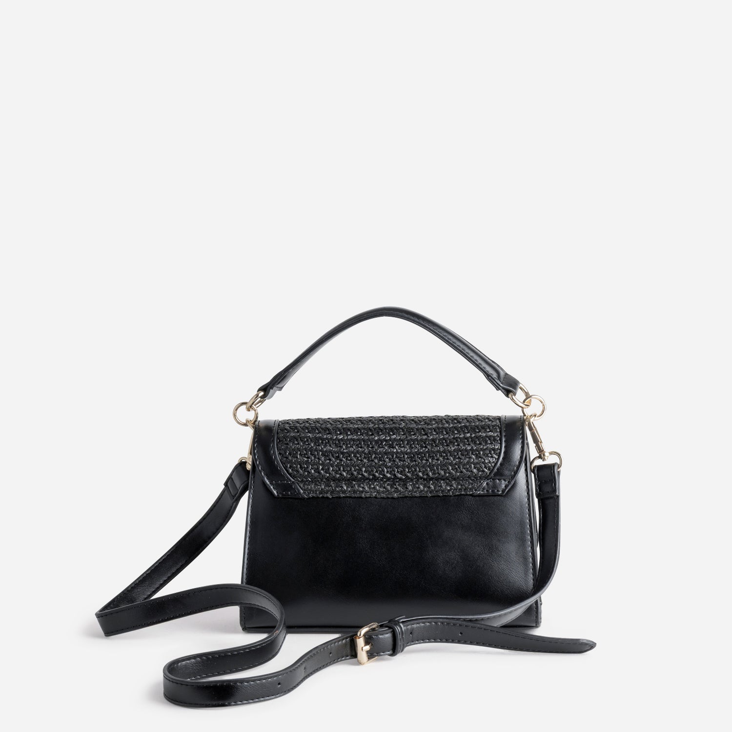 Sac noir bi-matière tressé