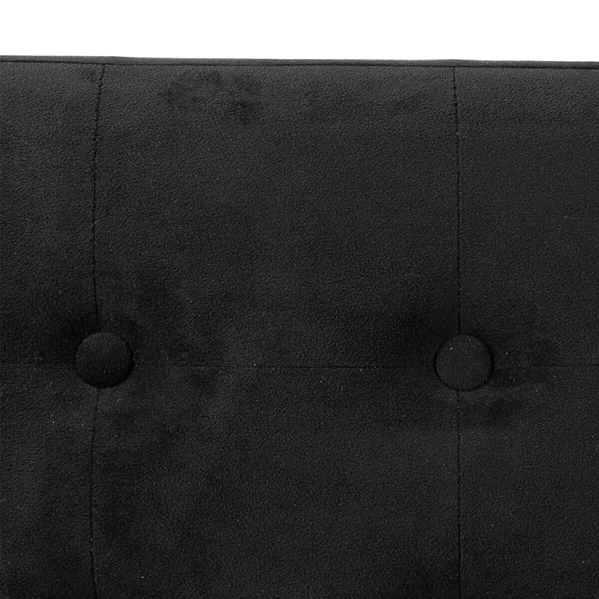 Double folding pouf "Lysandre" Velvet effect, Black, 76x38 cm